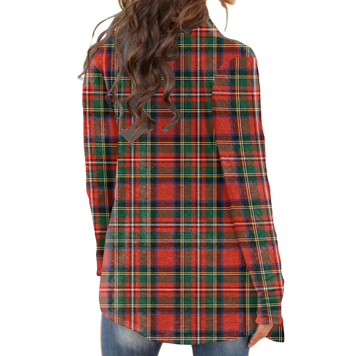 Stewart Royal Modern Tartan Plaid Cardigan With Long Sleeve