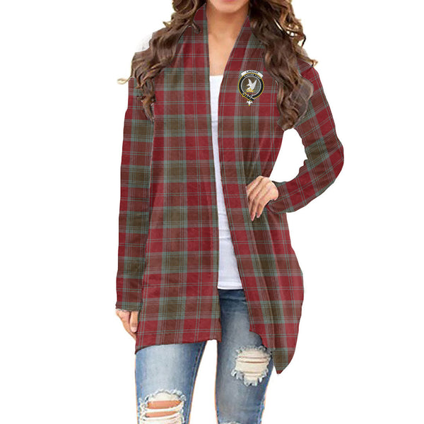 Lindsay Weathered Tartan Crest Cardigan With Long Sleeve