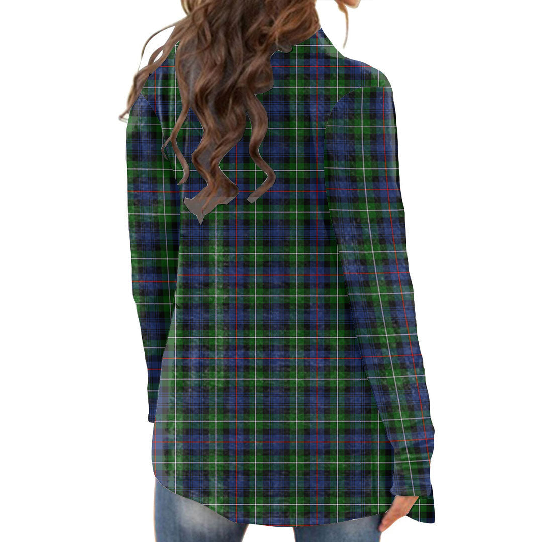 MacKenzie Modern Tartan Crest Cardigan With Long Sleeve