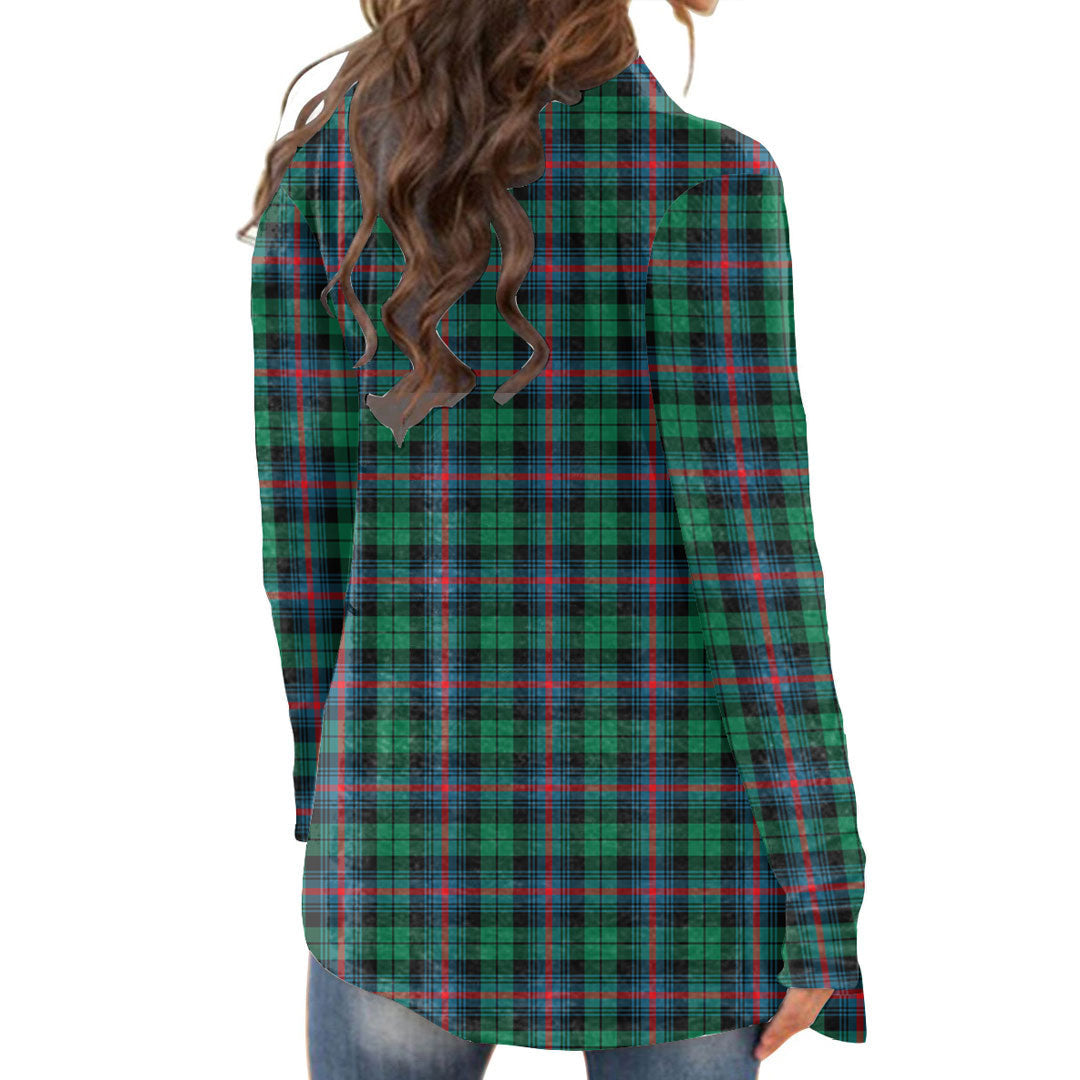 Urquhart Broad Red Ancient Tartan Crest Cardigan With Long Sleeve