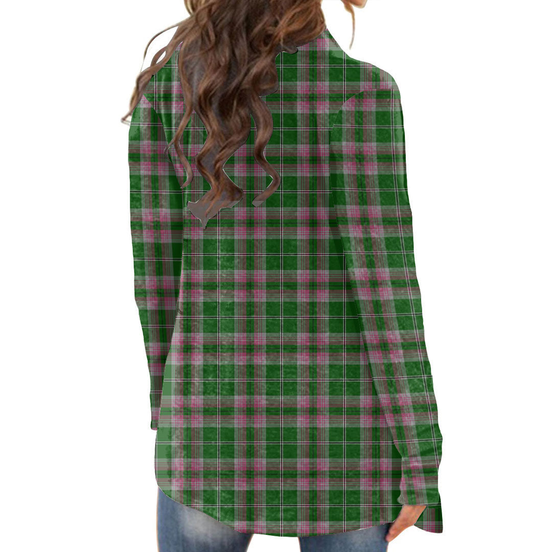 Gray Hunting Tartan Crest Cardigan With Long Sleeve