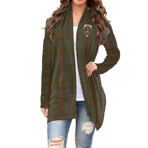 Gray Tartan Crest Cardigan With Long Sleeve