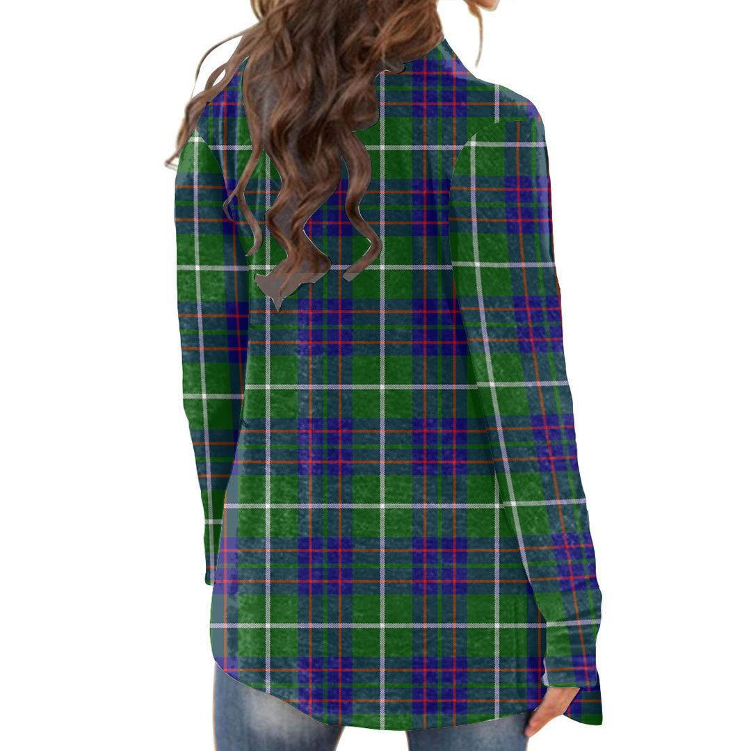 MacIntyre Hunting Modern Tartan Crest Cardigan With Long Sleeve