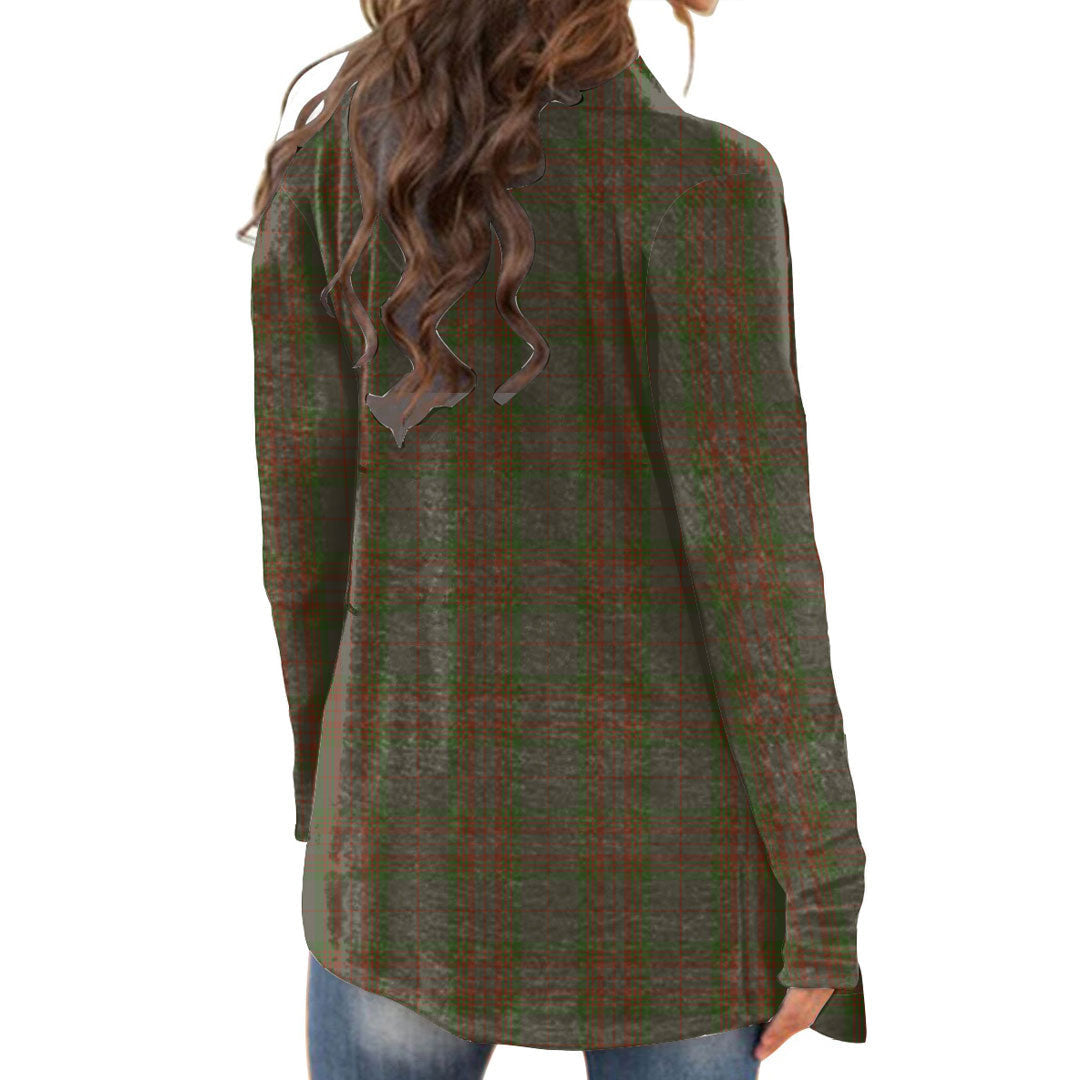 Gray Tartan Crest Cardigan With Long Sleeve