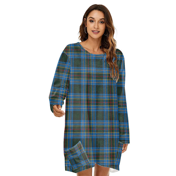 Cockburn Modern Tartan Plaid Loose Crew Neck Dress