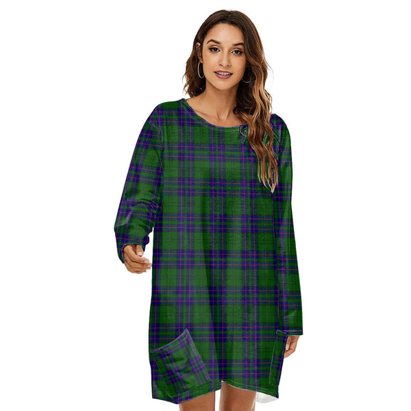 Lockhart Modern Tartan Plaid Loose Crew Neck Dress