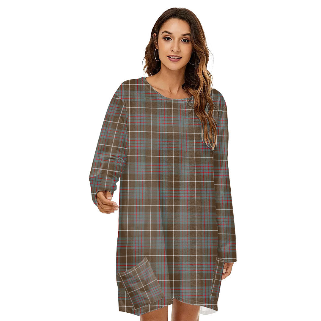 MacIntyre Hunting Weathered Tartan Plaid Loose Crew Neck Dress