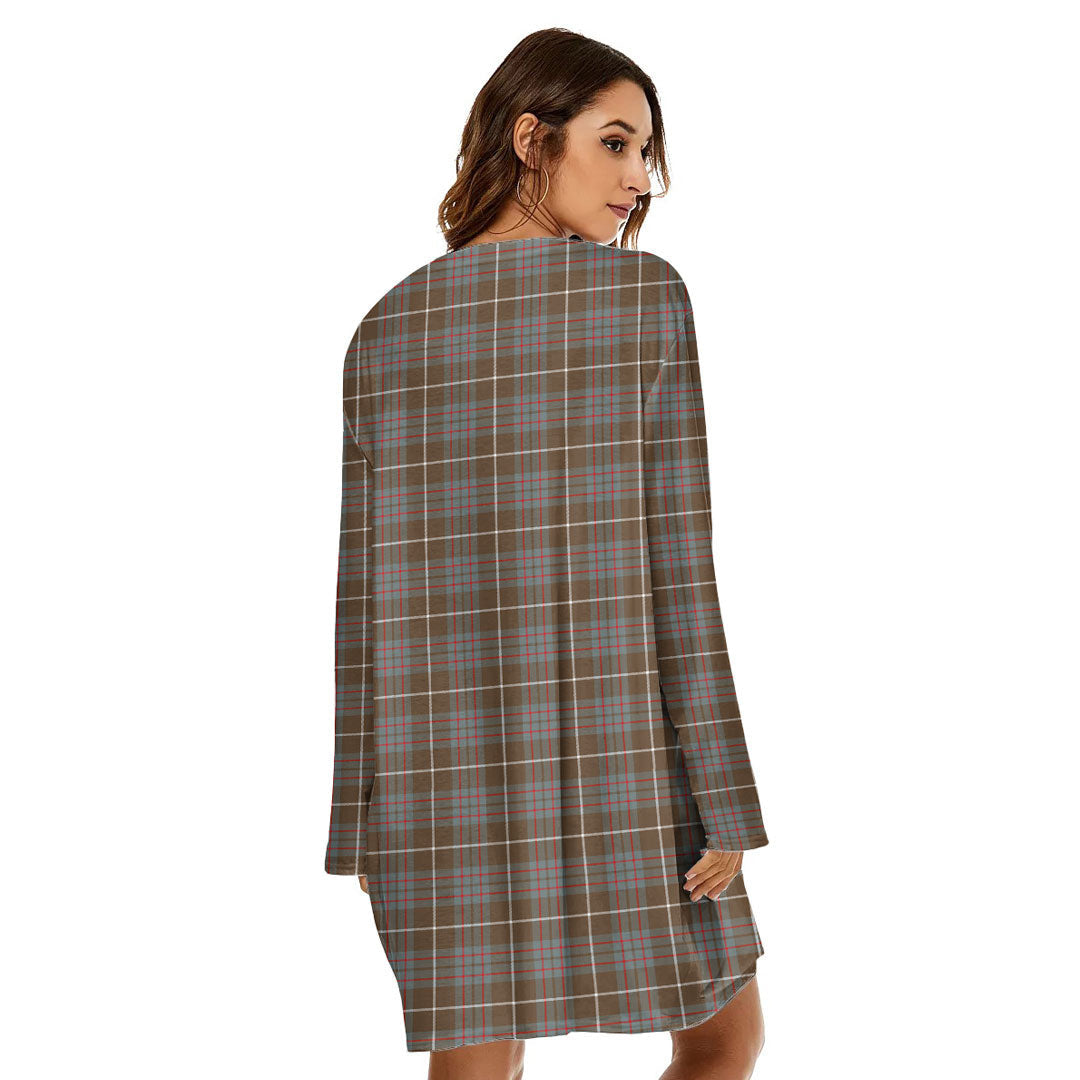 MacIntyre Hunting Weathered Tartan Plaid Loose Crew Neck Dress