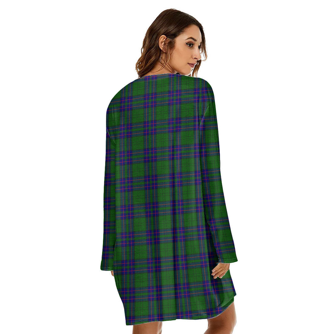 Lockhart Modern Tartan Plaid Loose Crew Neck Dress