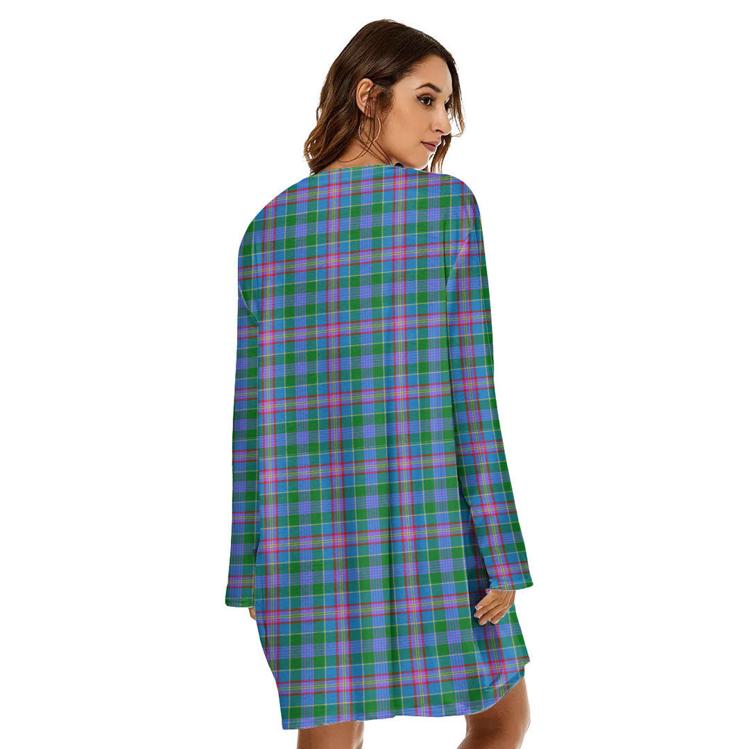 Pitcairn Hunting Tartan Plaid Loose Crew Neck Dress