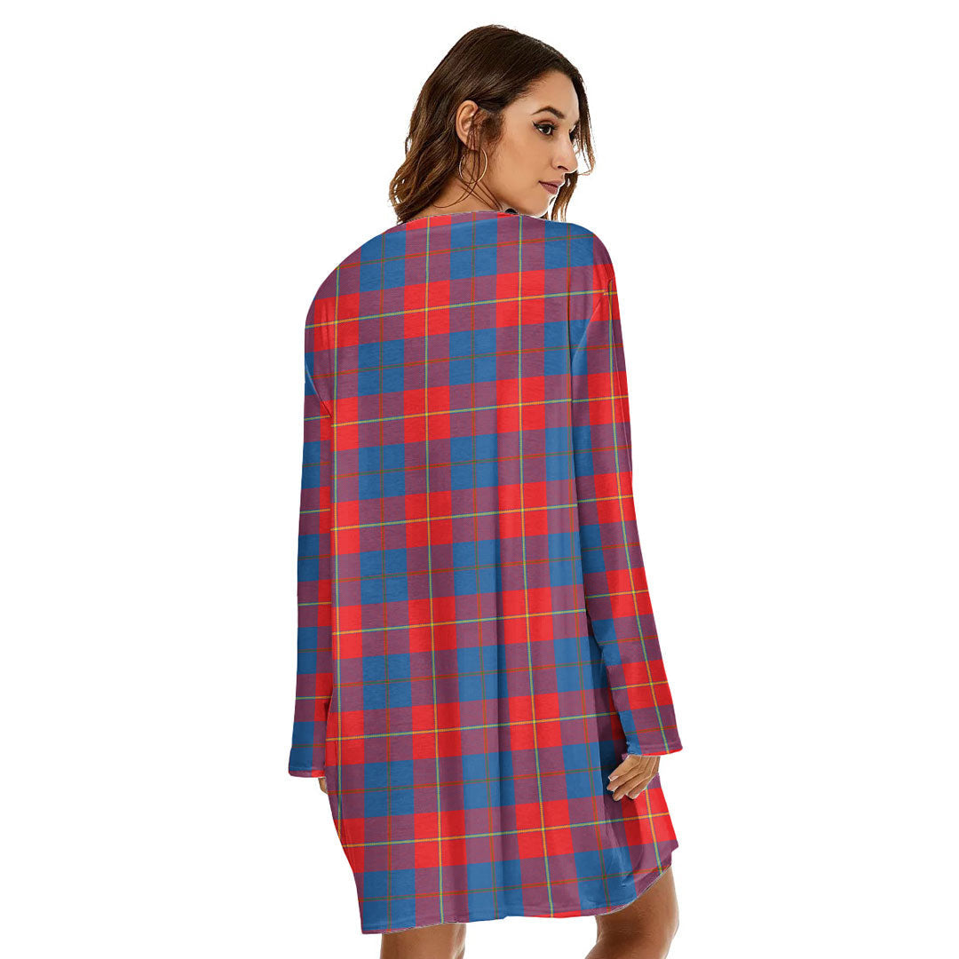 Galloway Red Tartan Plaid Loose Crew Neck Dress