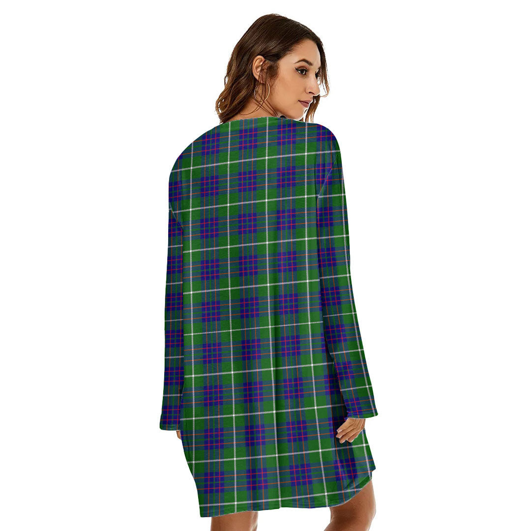 MacIntyre Hunting Modern Tartan Plaid Loose Crew Neck Dress