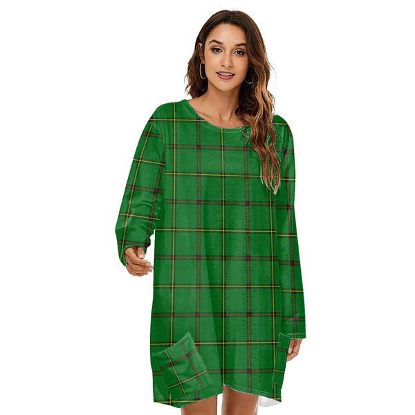 Don Tribe of Mar Tartan Plaid Loose Crew Neck Dress