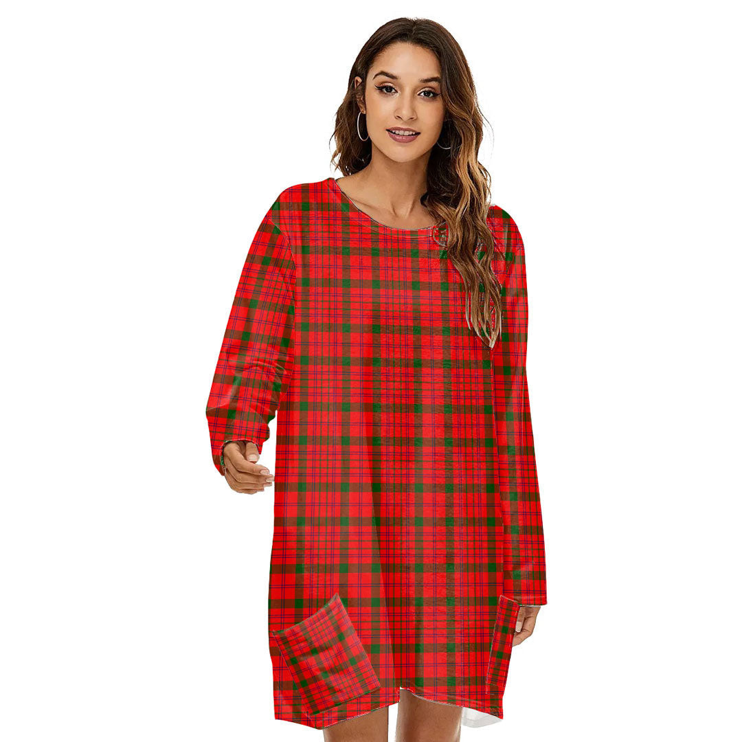 MacDonnell of Keppoch Modern Tartan Plaid Loose Crew Neck Dress