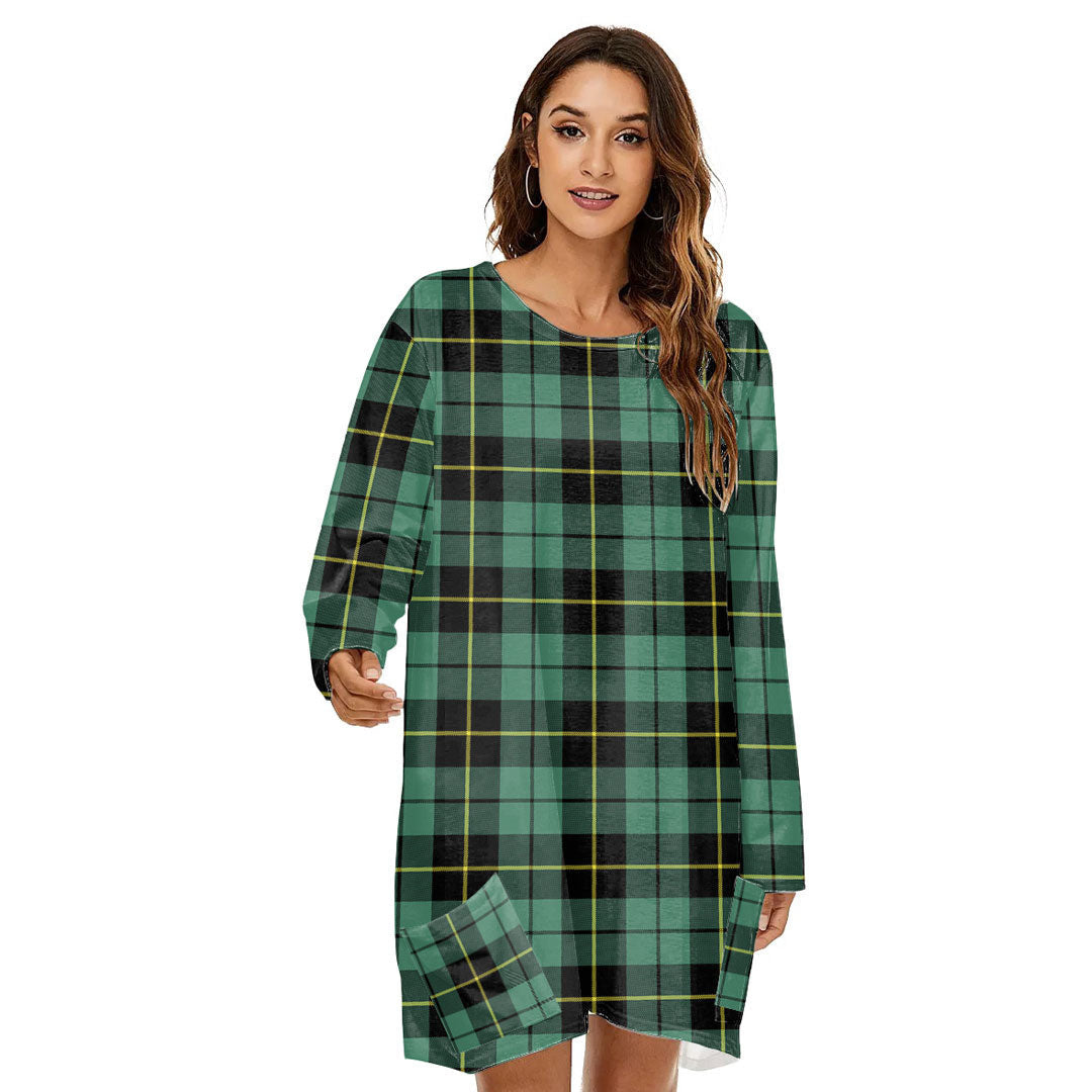 Wallace Hunting Ancient Tartan Plaid Loose Crew Neck Dress