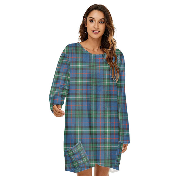 MacPhail Hunting Ancient Tartan Plaid Loose Crew Neck Dress