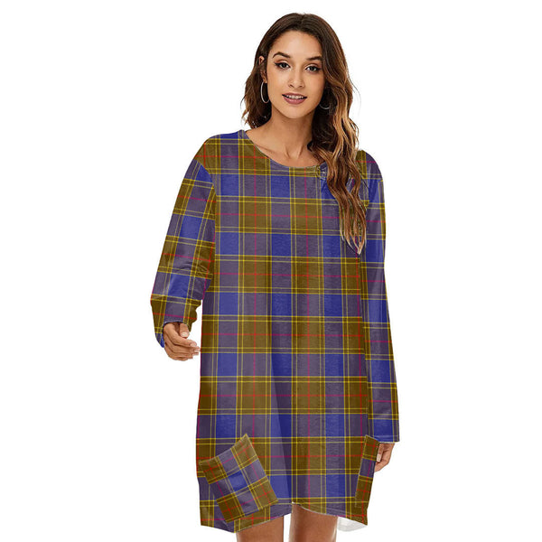 Balfour Modern Tartan Plaid Loose Crew Neck Dress