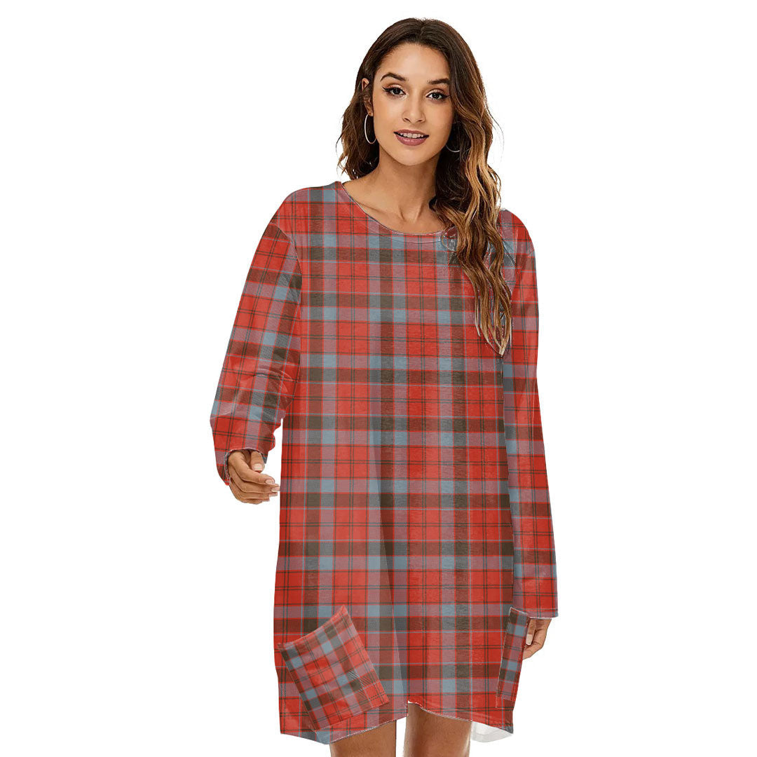 Robertson Weathered Tartan Plaid Loose Crew Neck Dress