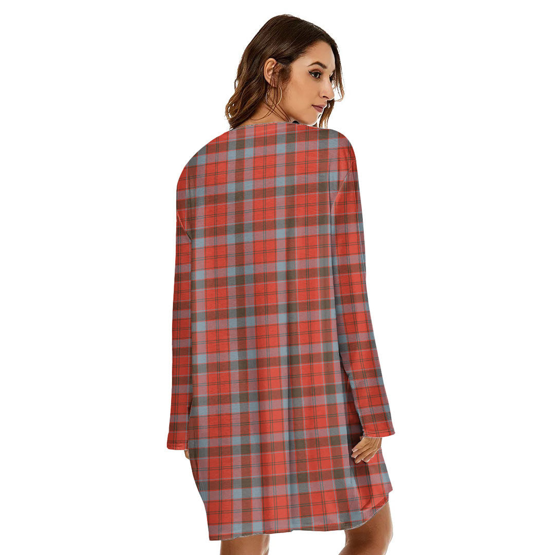 Robertson Weathered Tartan Plaid Loose Crew Neck Dress