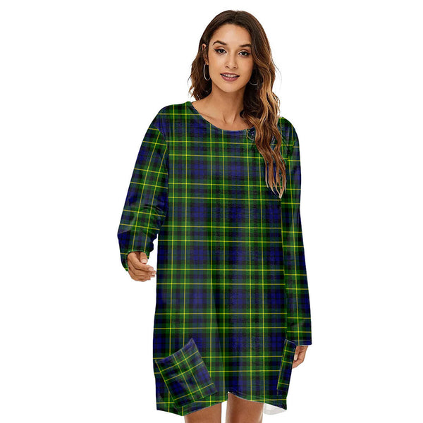 Campbell of Breadalbane Modern Tartan Plaid Loose Crew Neck Dress