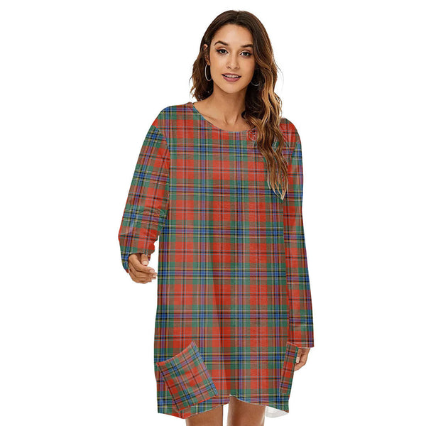 MacLean of Duart Ancient Tartan Plaid Loose Crew Neck Dress