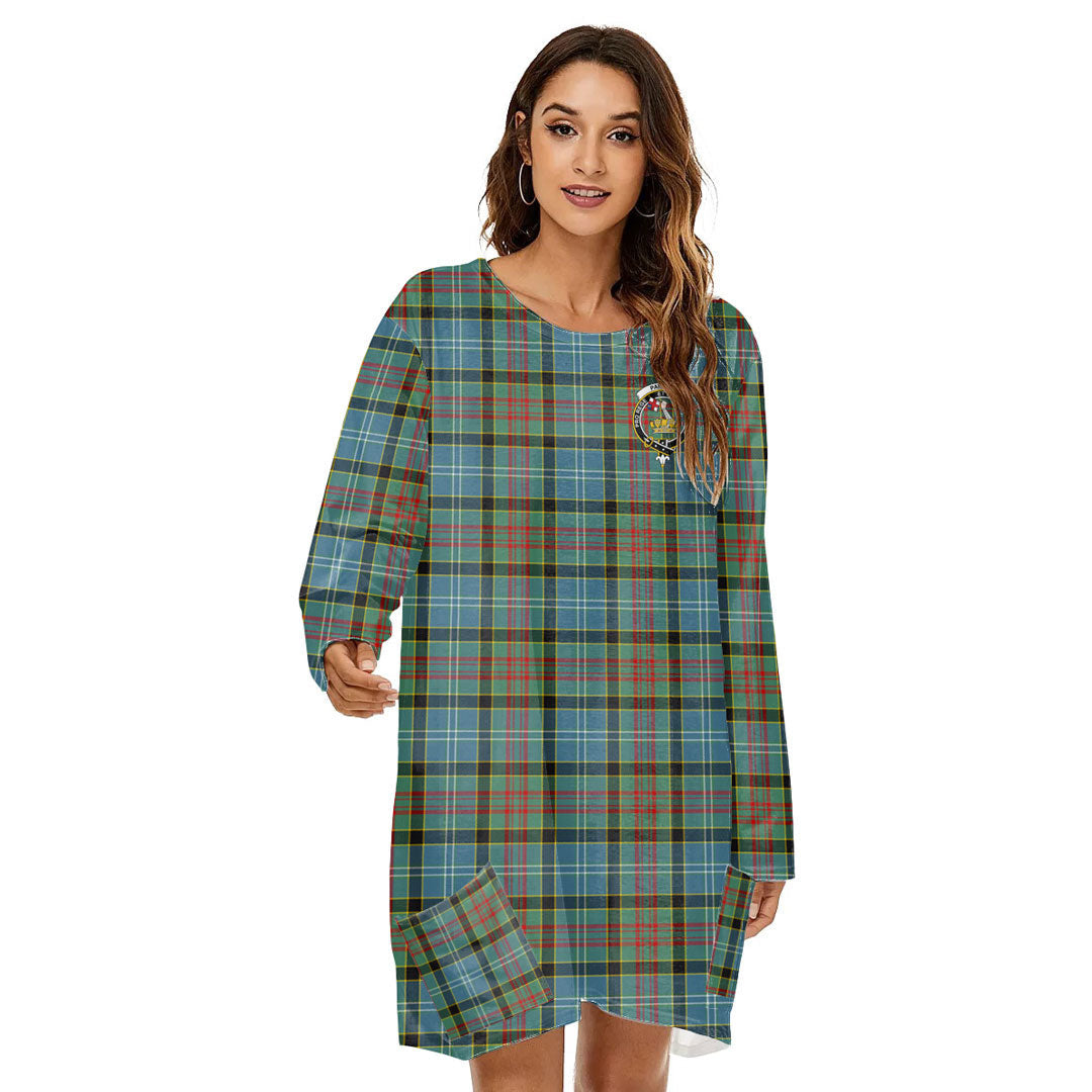 Paisley District Tartan Crest Loose Crew Neck Dress