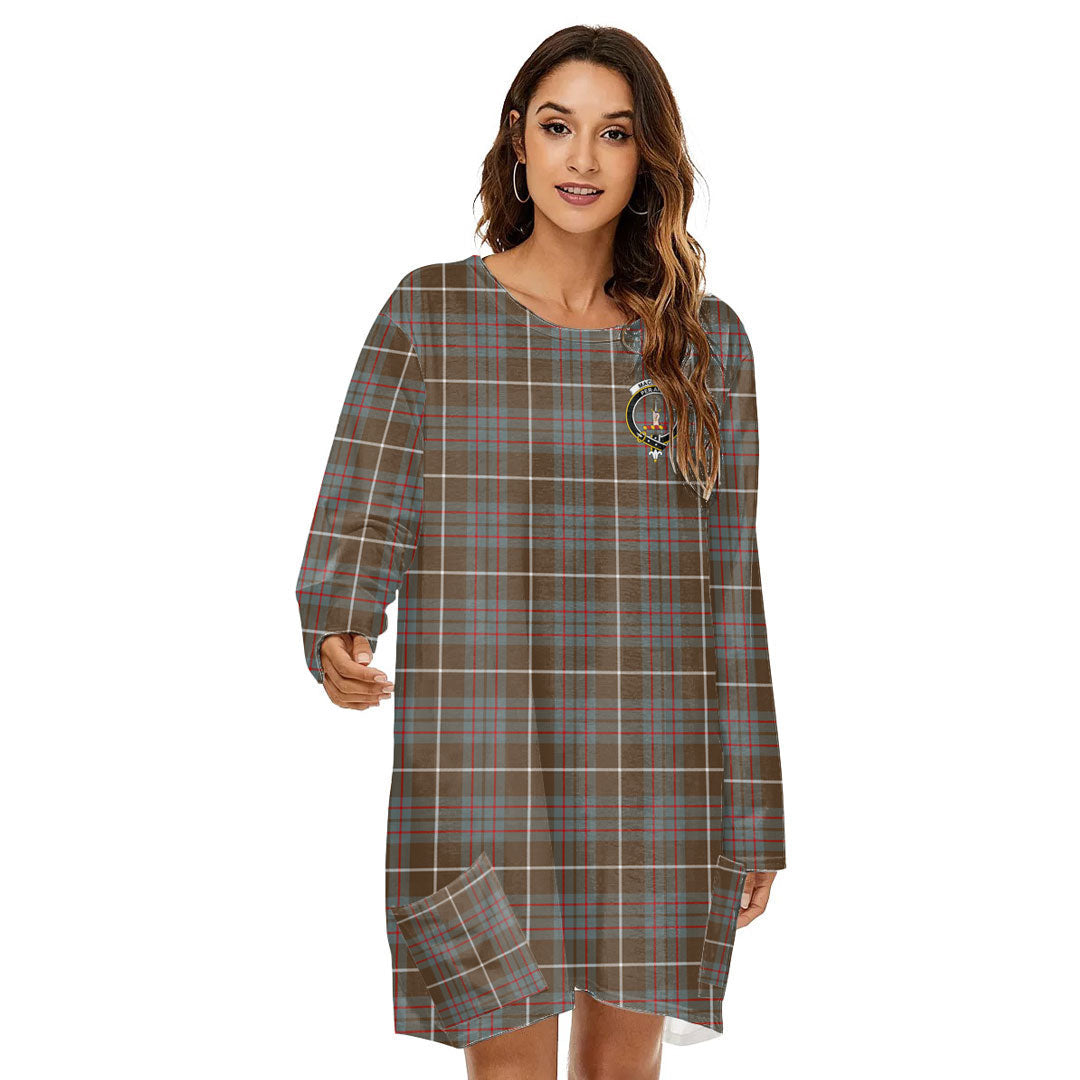 MacIntyre Hunting Weathered Tartan Crest Loose Crew Neck Dress