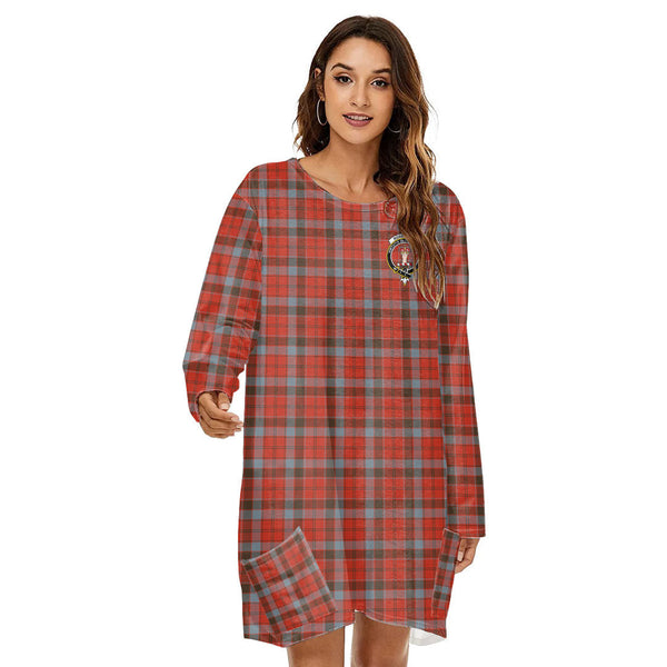 Robertson Weathered Tartan Crest Loose Crew Neck Dress