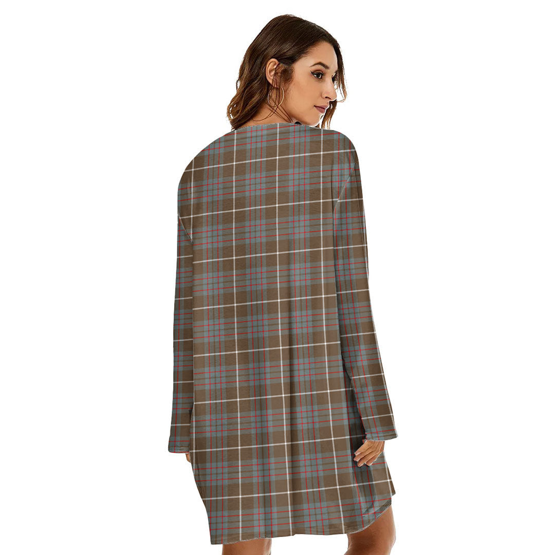 MacIntyre Hunting Weathered Tartan Crest Loose Crew Neck Dress