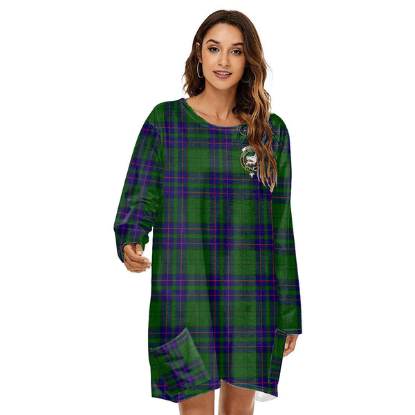 Lockhart Modern Tartan Crest Loose Crew Neck Dress