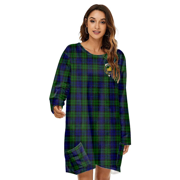 Campbell Modern Tartan Crest Loose Crew Neck Dress