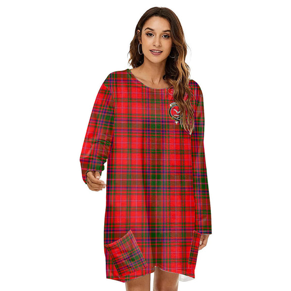 MacDougall Modern Tartan Crest Loose Crew Neck Dress