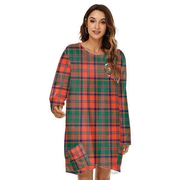 Stewart of Appin Ancient Tartan Crest Loose Crew Neck Dress