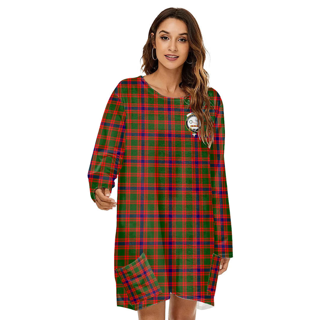 Skene Modern Tartan Crest Loose Crew Neck Dress