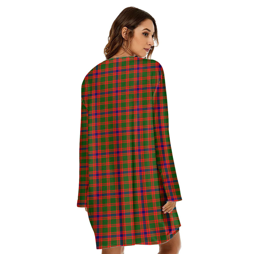 Skene Modern Tartan Crest Loose Crew Neck Dress