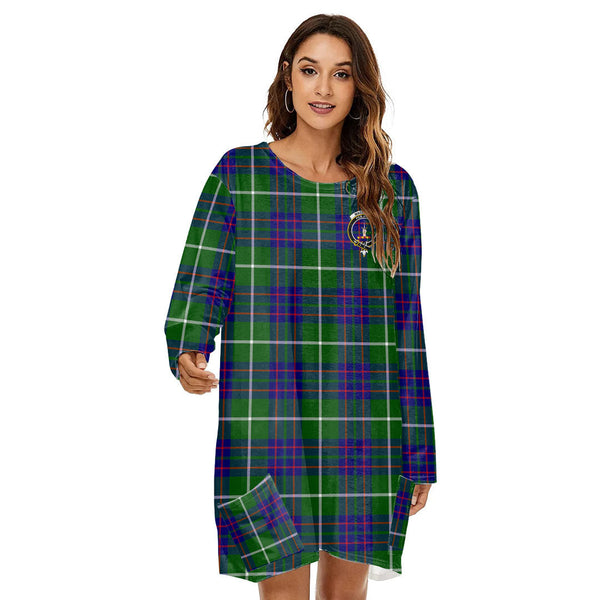 MacIntyre Hunting Modern Tartan Crest Loose Crew Neck Dress