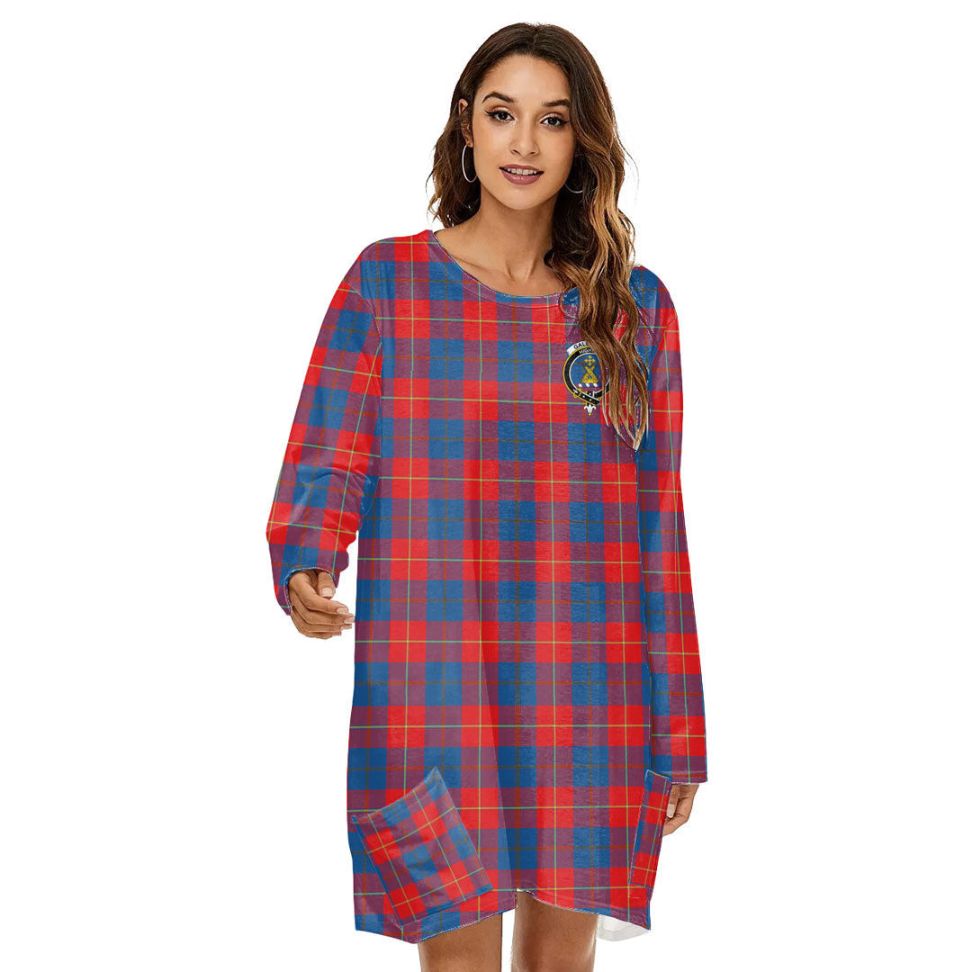 Galloway Red Tartan Crest Loose Crew Neck Dress