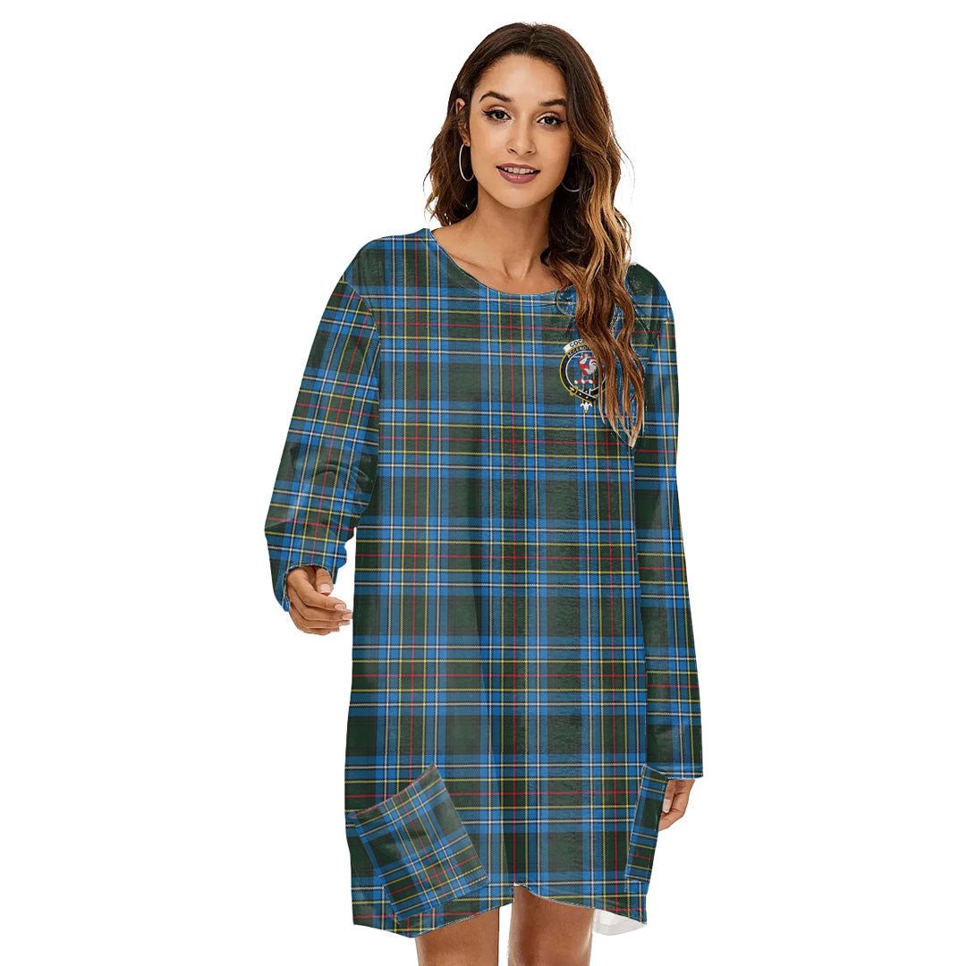 Cockburn Modern Tartan Crest Loose Crew Neck Dress