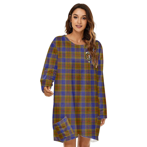 Balfour Modern Tartan Crest Loose Crew Neck Dress