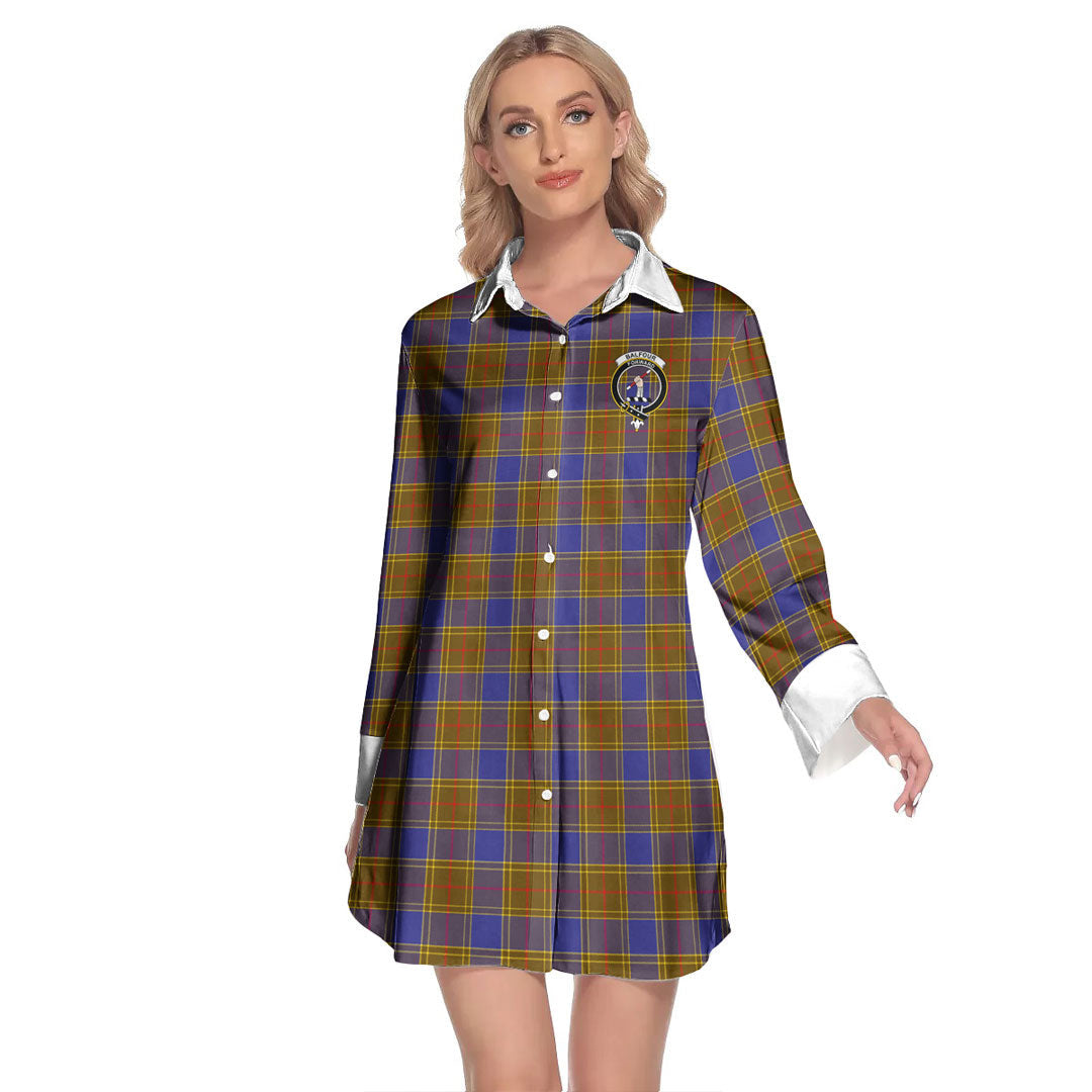 Balfour Modern Tartan Crest Lapel Shirt Dress Long Sleeve