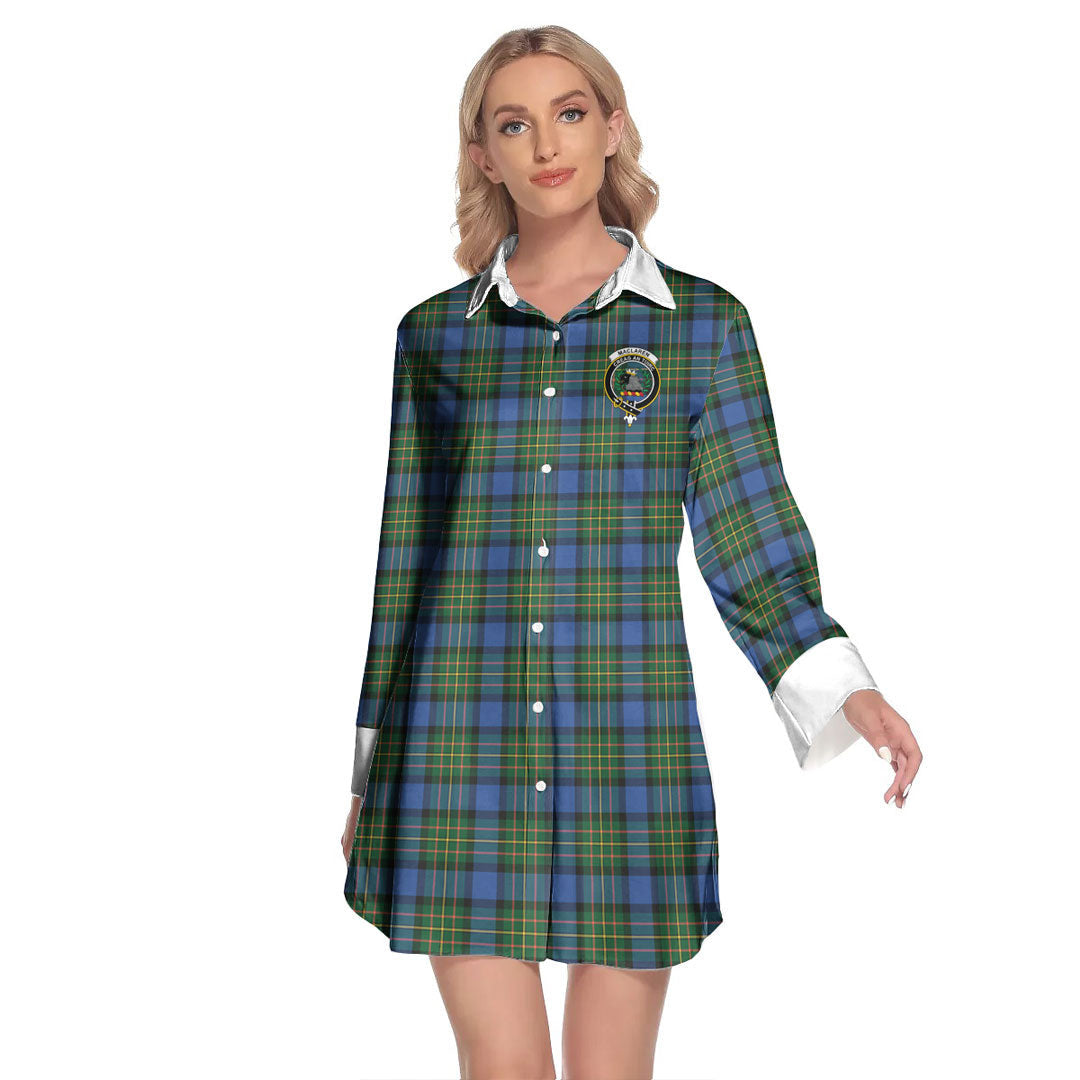 MacLaren Ancient Tartan Crest Lapel Shirt Dress Long Sleeve