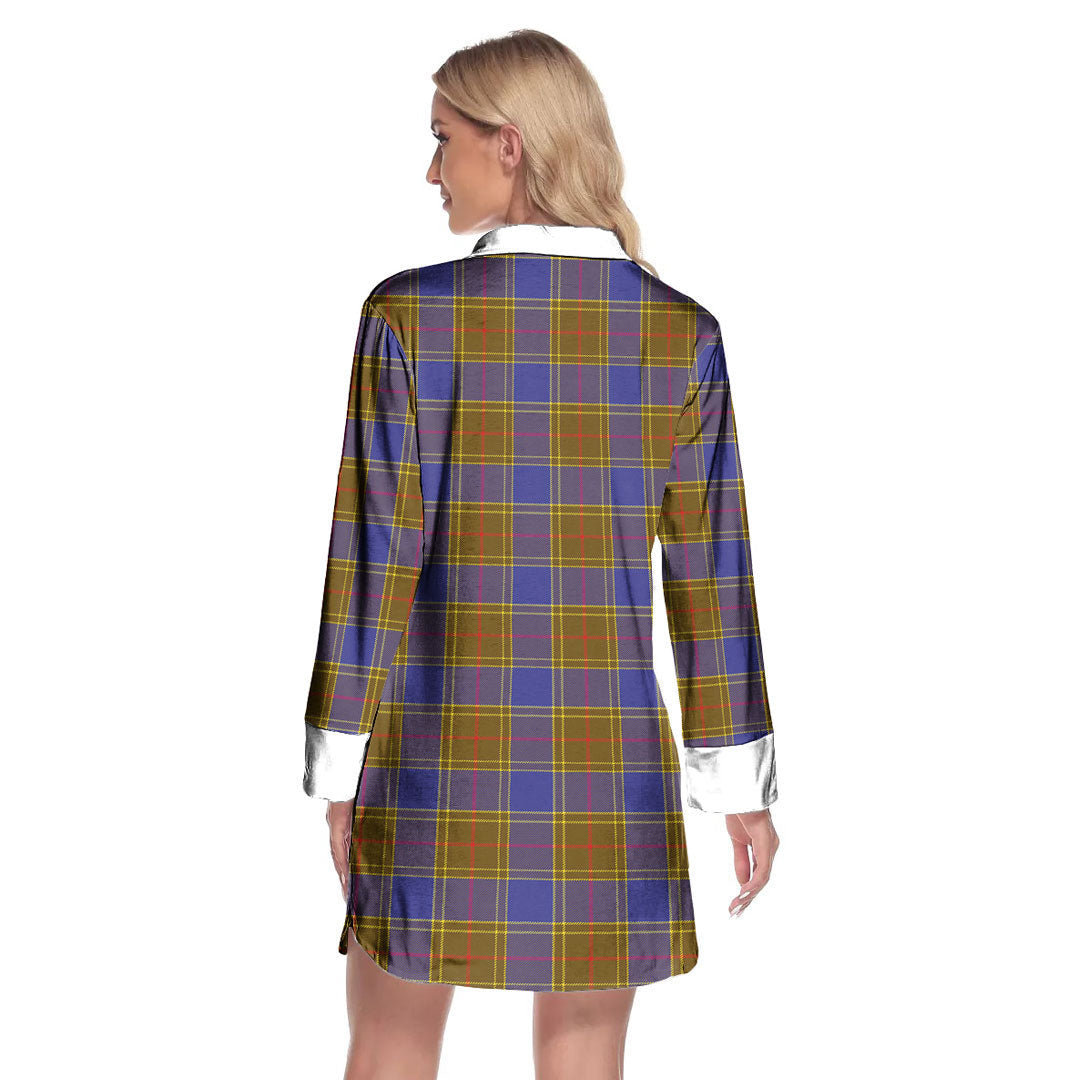 Balfour Modern Tartan Plaid Lapel Shirt Dress Long Sleeve