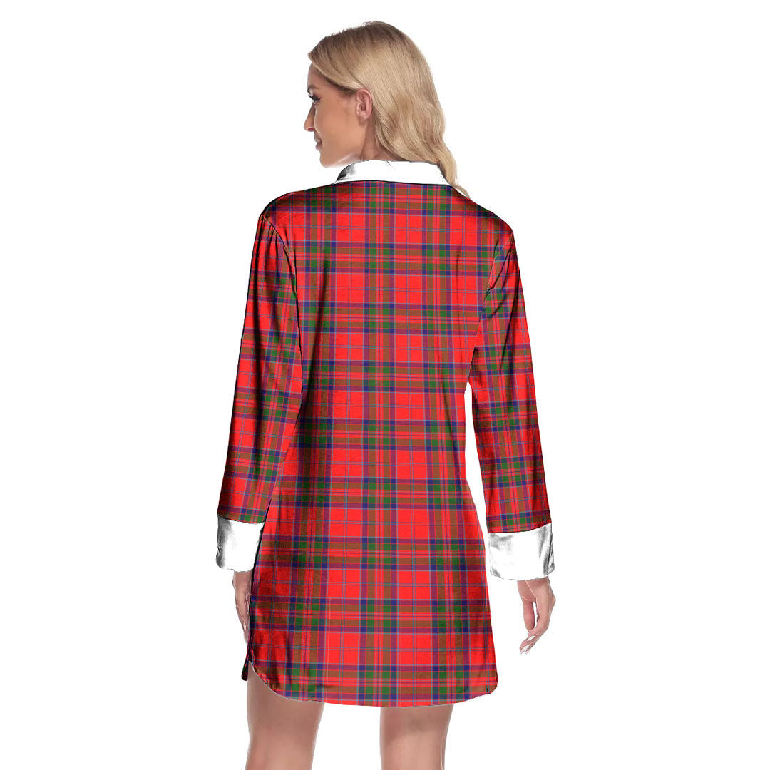 MacGillivray Modern Tartan Plaid Lapel Shirt Dress Long Sleeve