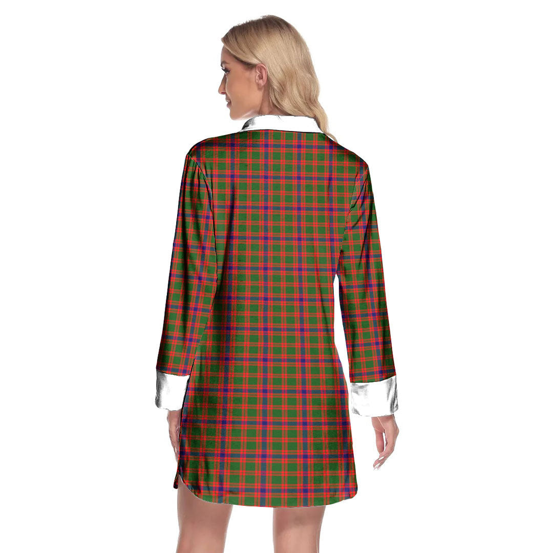 Skene Modern Tartan Plaid Lapel Shirt Dress Long Sleeve