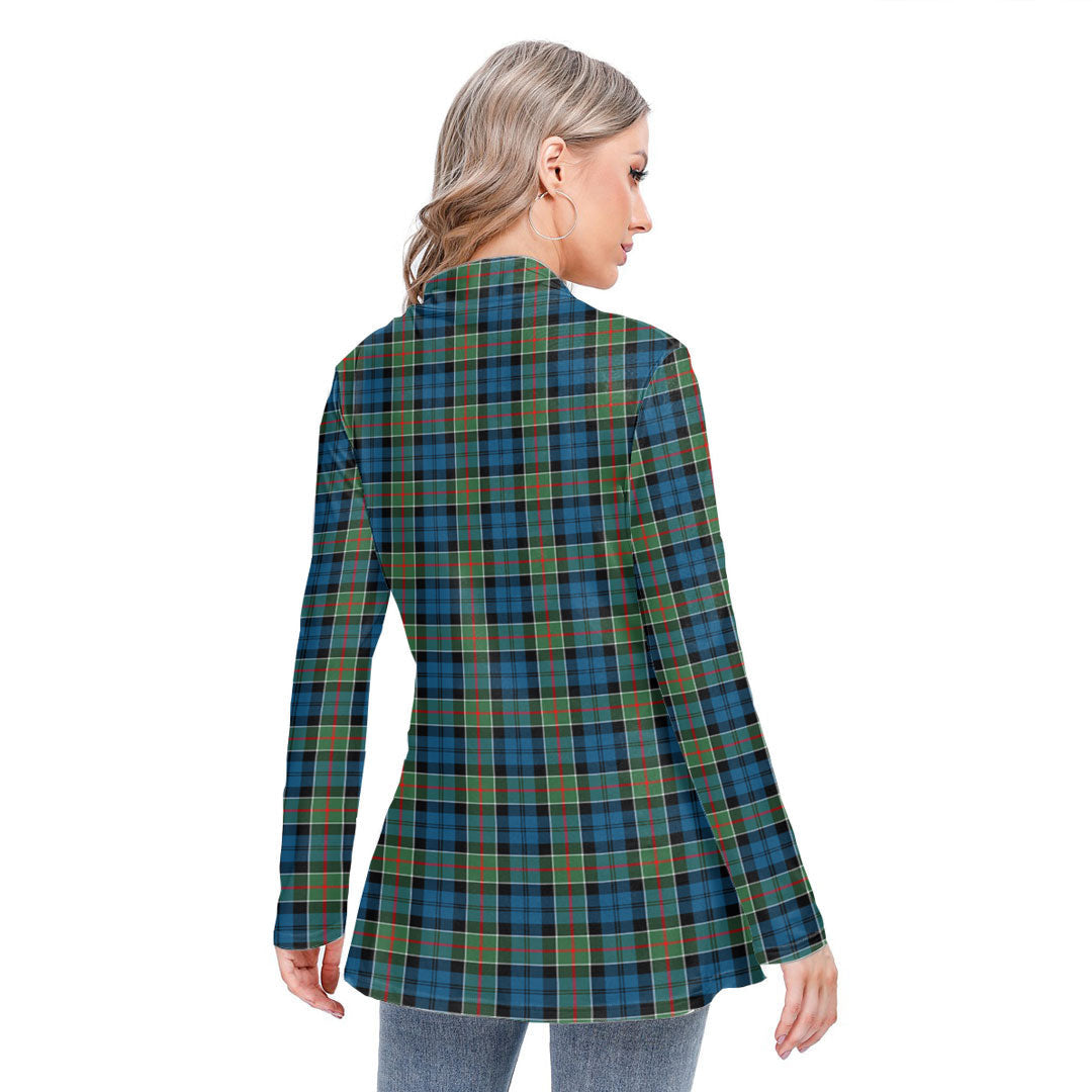 Colquhoun Ancient Tartan Crest Long-sleeved Heap-neck Slim Casual Tunic Blouse