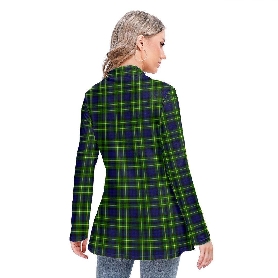 Campbell of Breadalbane Modern Tartan Crest Long-sleeved Heap-neck Slim Casual Tunic Blouse