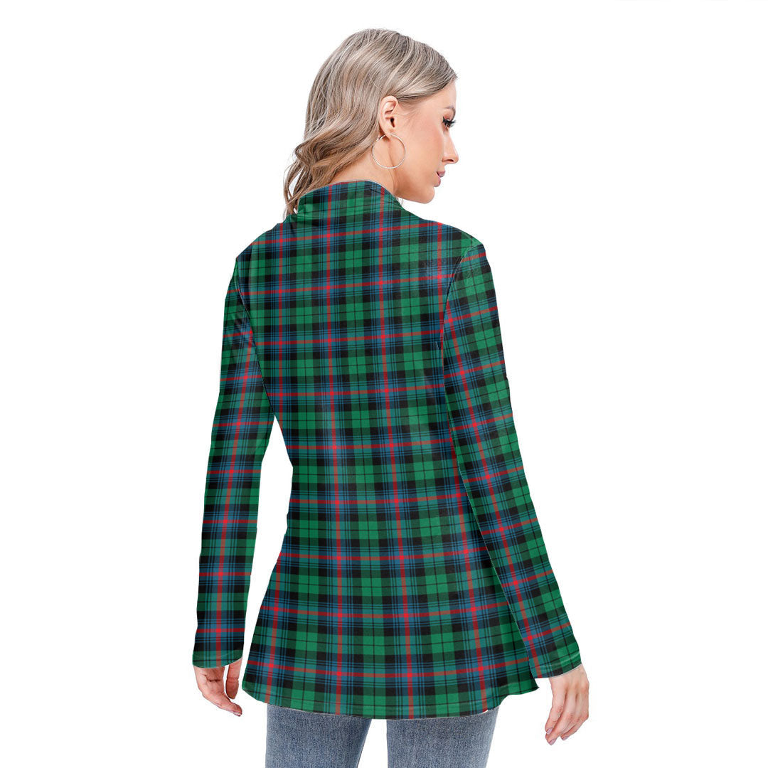 Urquhart Broad Red Ancient Tartan Crest Long-sleeved Heap-neck Slim Casual Tunic Blouse