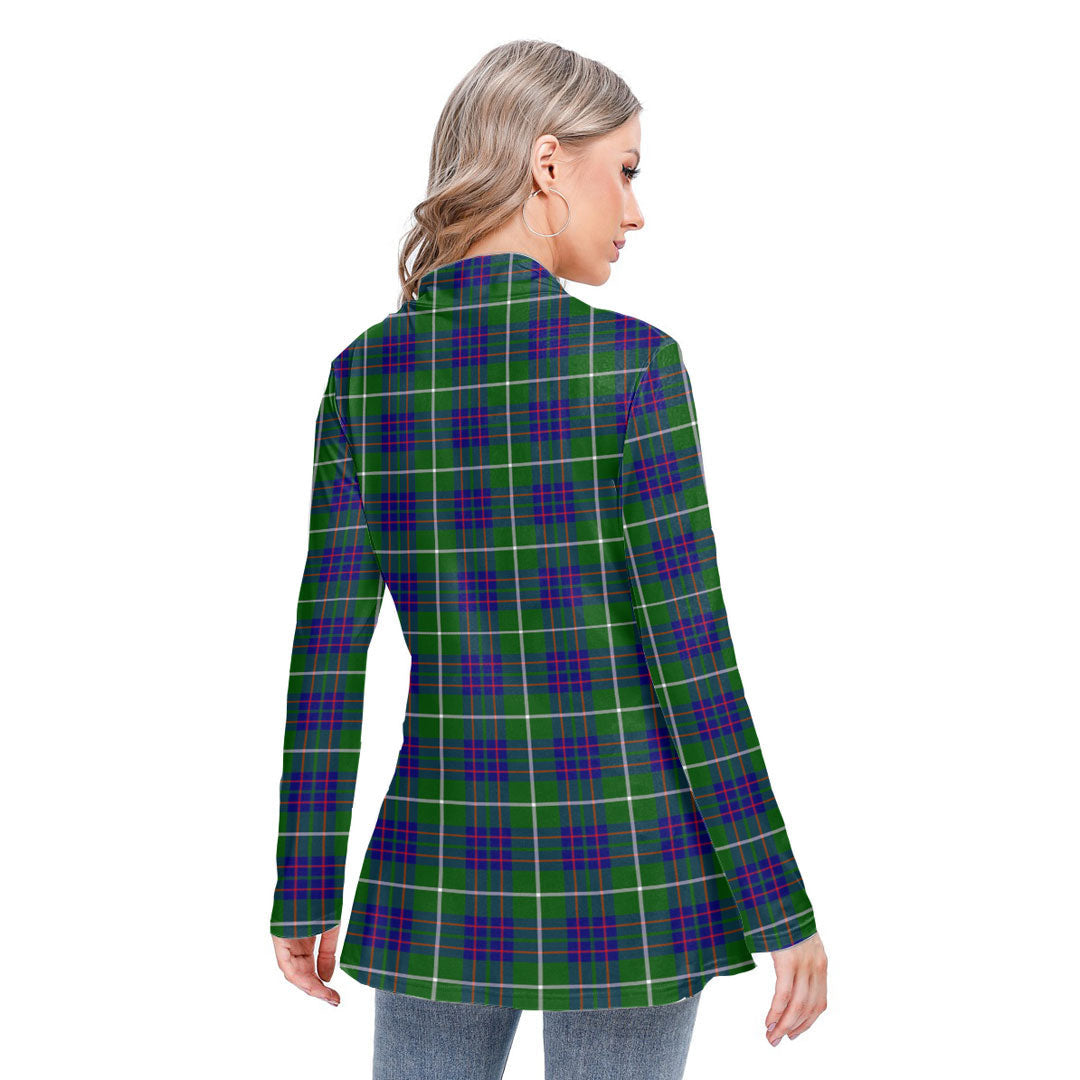 MacIntyre Hunting Modern Tartan Plaid Long-sleeved Heap-neck Slim Casual Tunic Blouse