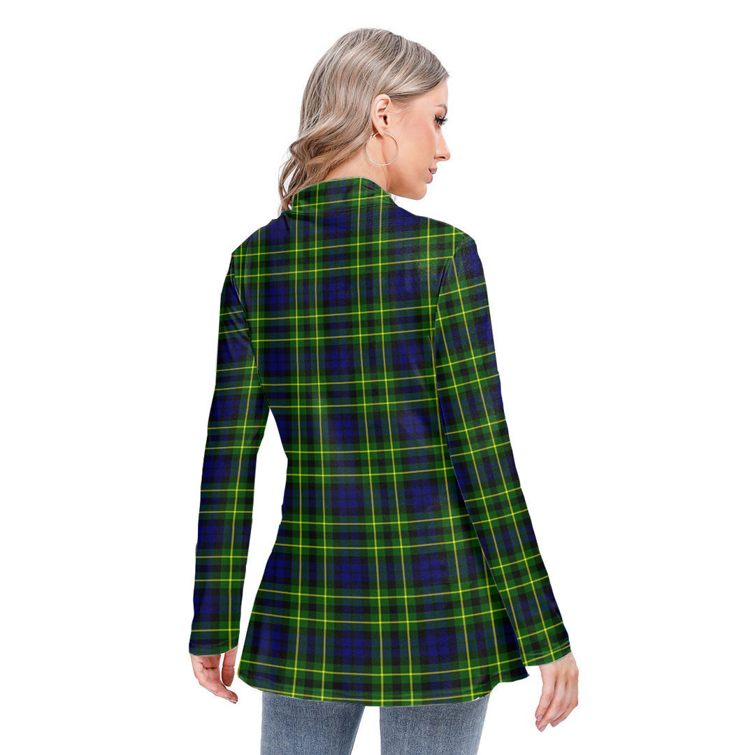 Campbell of Breadalbane Modern Tartan Plaid Long-sleeved Heap-neck Slim Casual Tunic Blouse