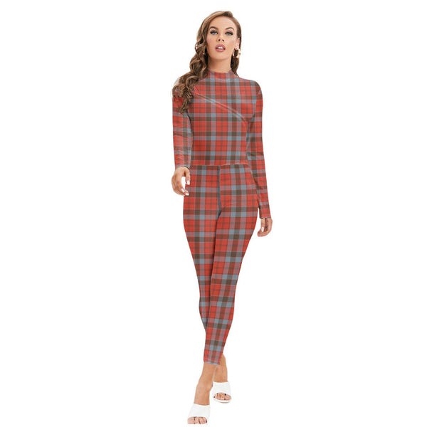 Robertson Weathered Tartan Plaid Long-sleeved High-neck Jumpsuit